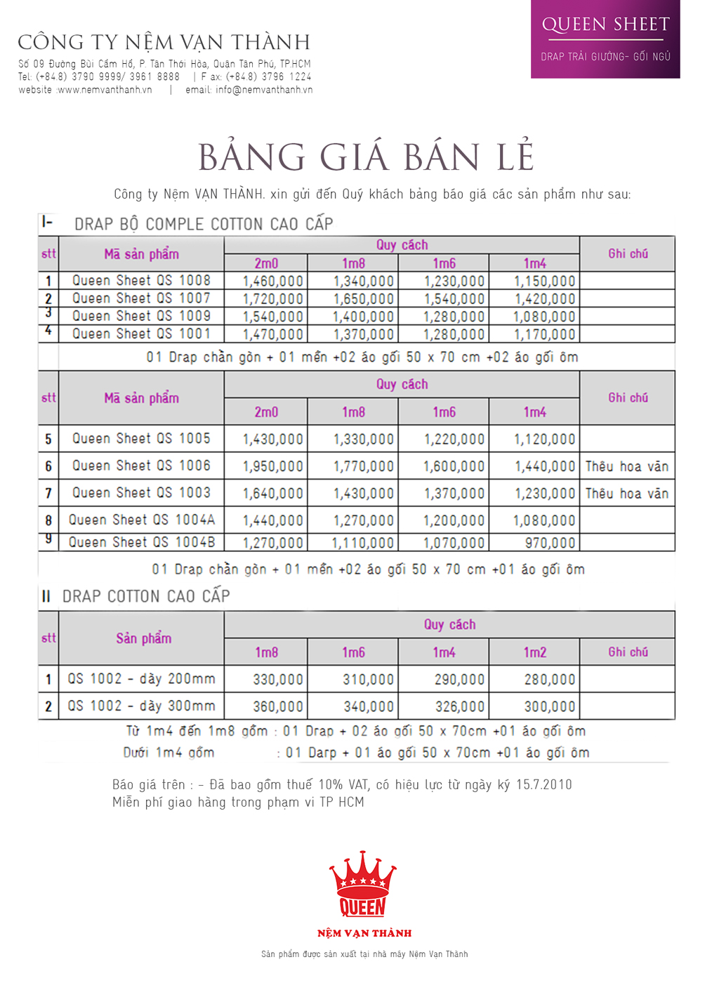 Chăn ga gối cotton Vạn Thành họa tiết hoa màu xanh và hồng