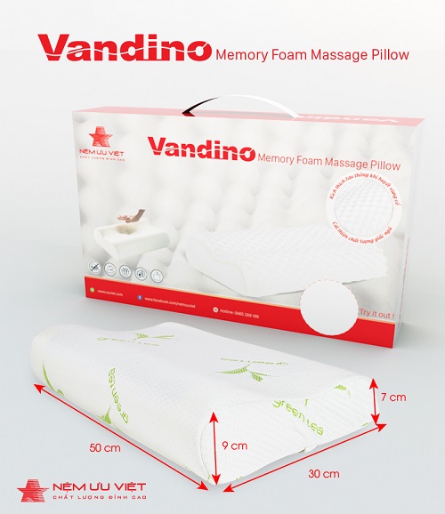 Gối vandino memory foam orthopedic massage pillow Ưu Việt